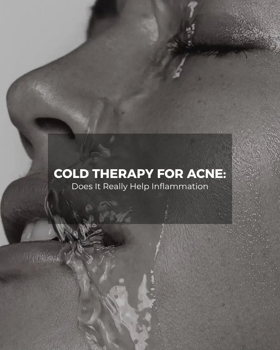 Monochrome water splash on face, cold therapy for acne cover