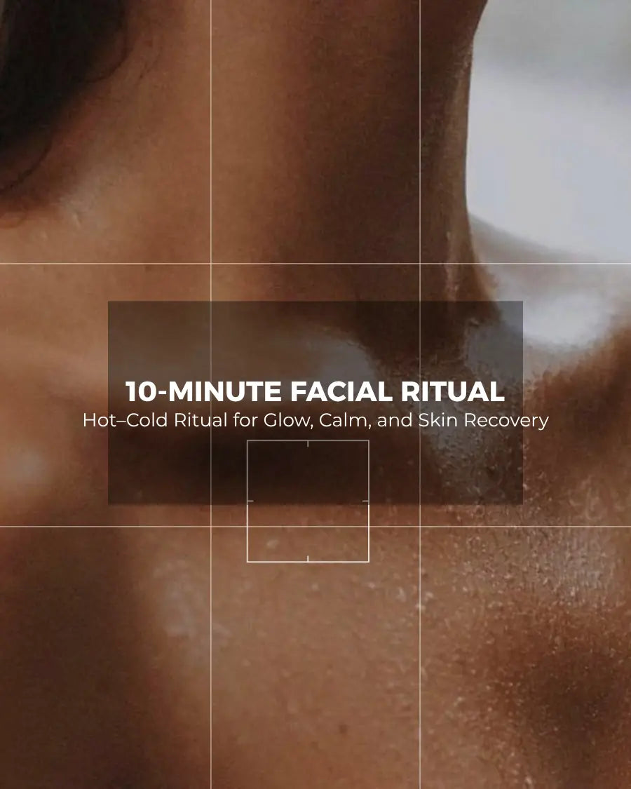 Shoulder skin texture with grid, ten-minute hot-cold facial ritual cover