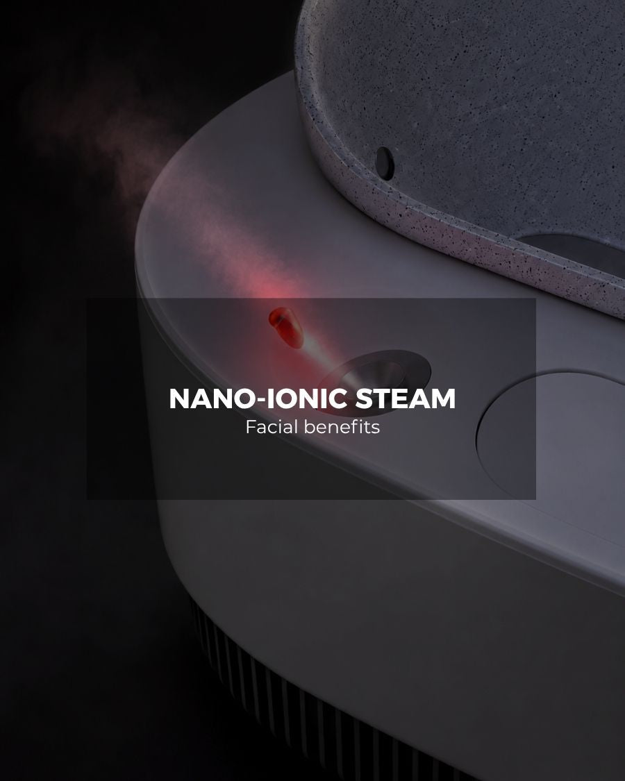Frosteam nano-ionic facial steamer releasing steam for deep skin hydration and skincare benefits