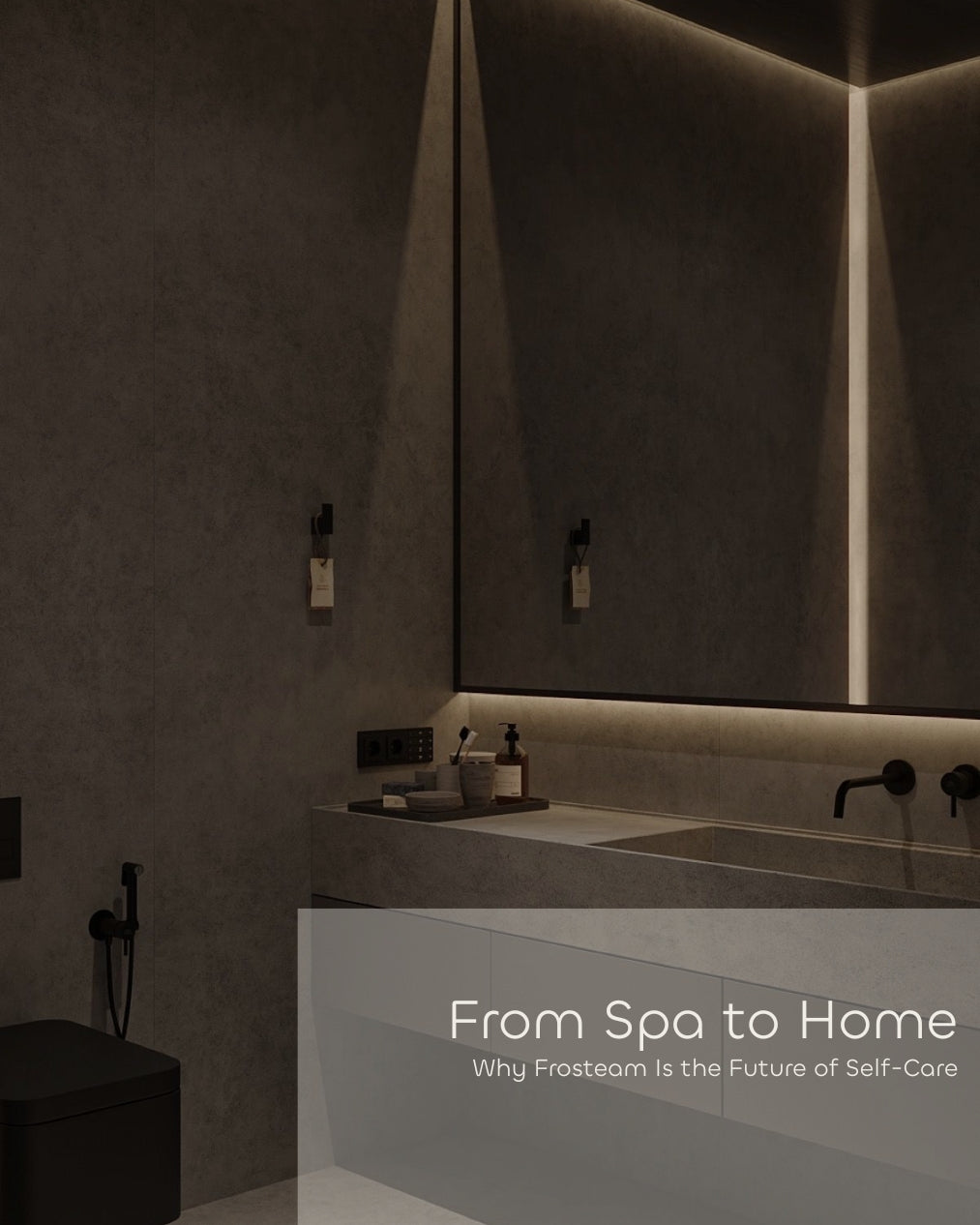 Modern bathroom spa setup representing home self-care