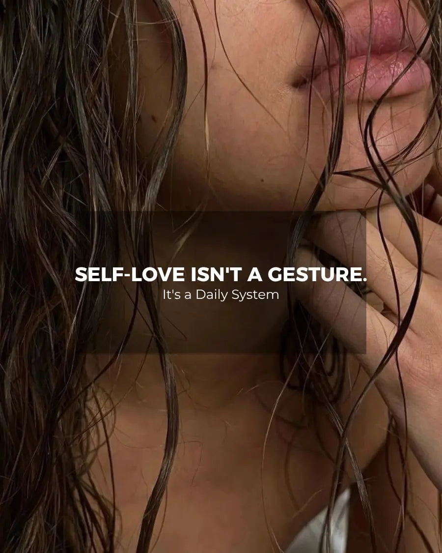 Wet-haired woman illustrating self-love as a daily skincare system