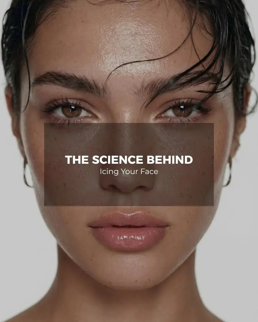 Woman with glowing skin after cold therapy facial treatment - Frosteam cold therapy for skin science