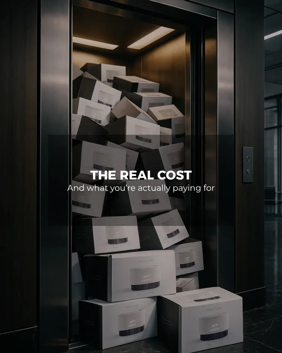 Stacked skincare device boxes illustrating the real cost of routines
