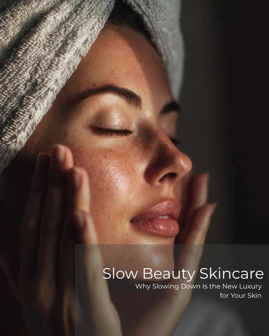 Slow beauty skincare ritual focused on calm, stillness, and healthy glowing skin