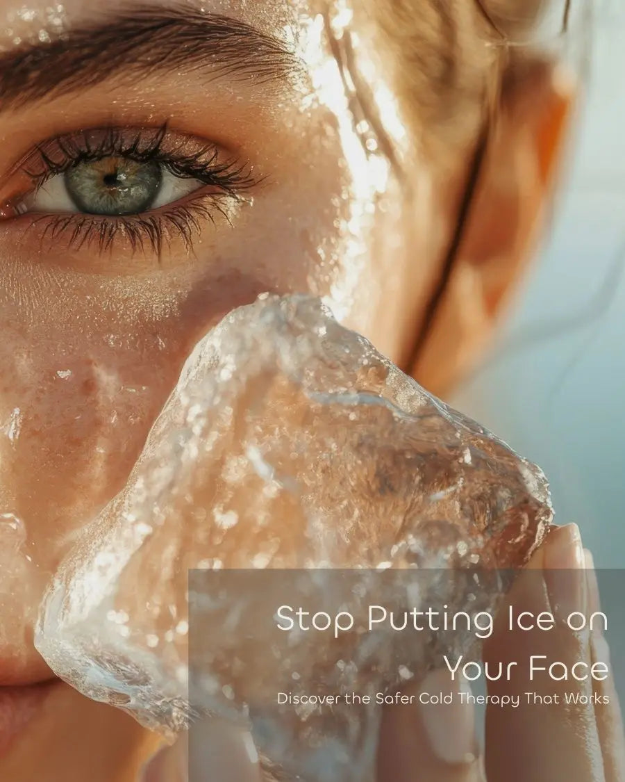 Woman applying ice to face – highlighting the risks of ice facials