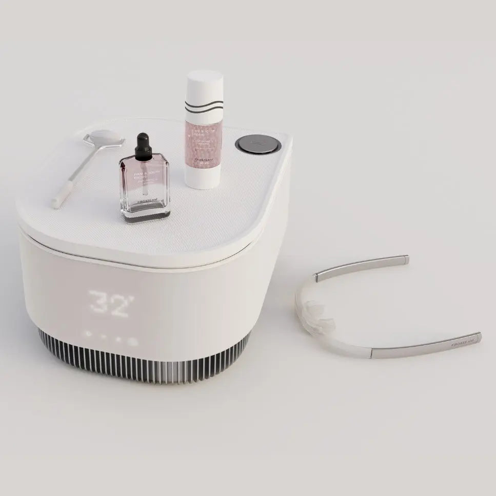 Frosteam Complete Ritual Set with face cream, serum, roller, and 3-in-1 device