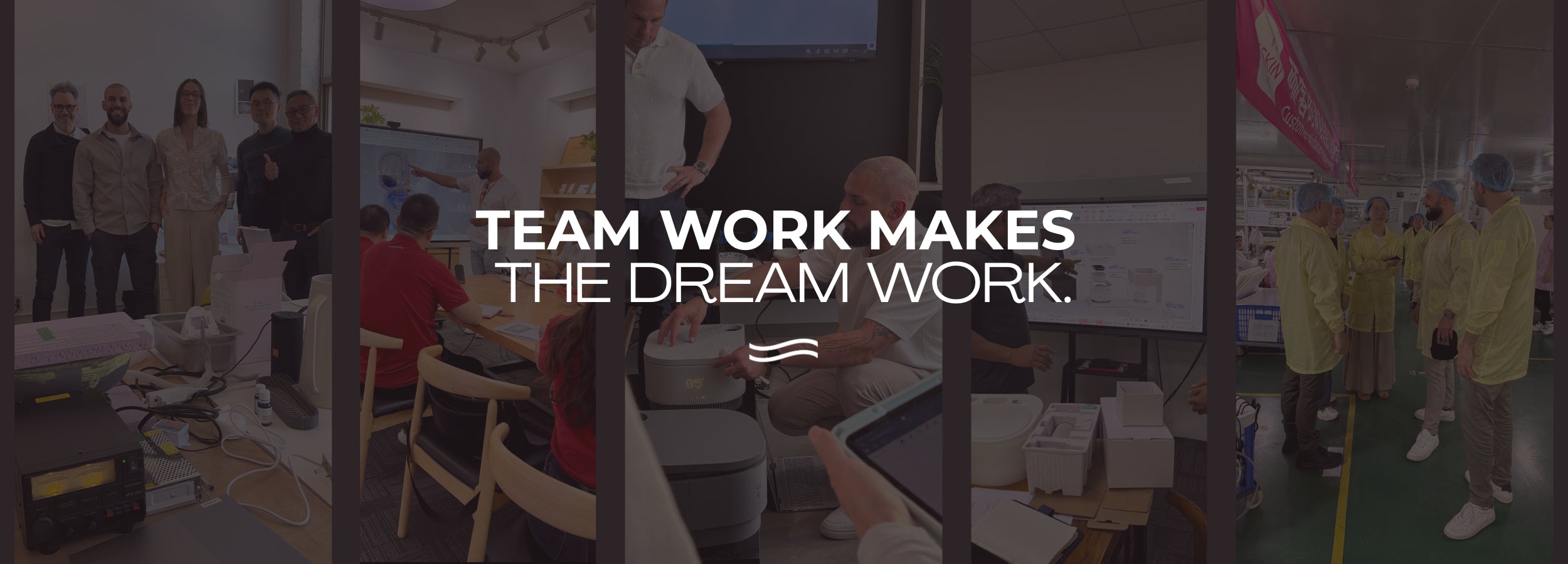 Frosteam beauty tech team collaborating on product development, research, and innovation behind the 3-in-1 skincare and wellness device