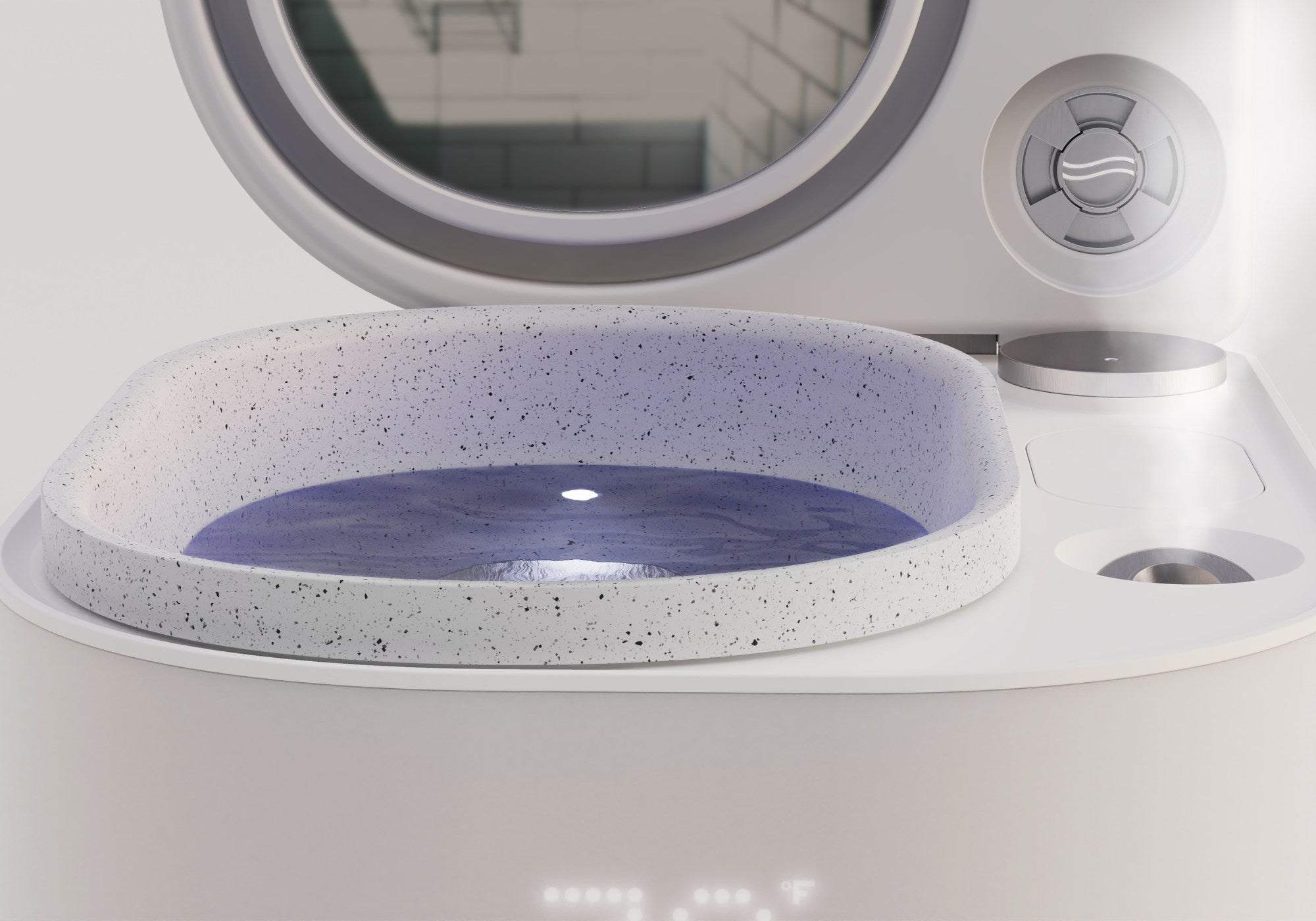 Close-up of Frosteam cold water bowl with steam diffuser