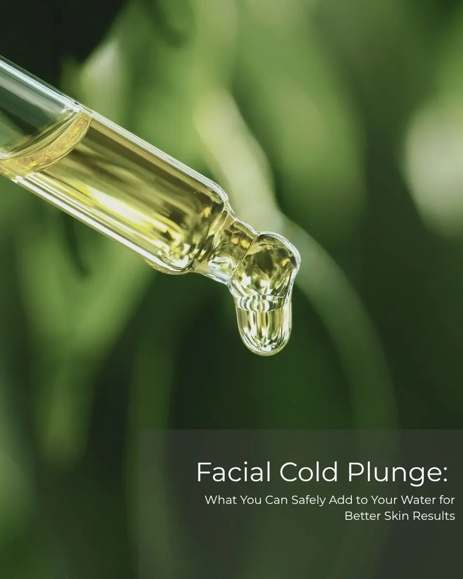 A drop of natural oil used for aromatherapy in a facial cold plunge skincare ritual