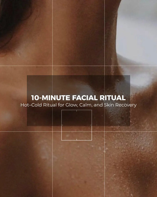 Shoulder skin texture with grid, ten-minute hot-cold facial ritual cover