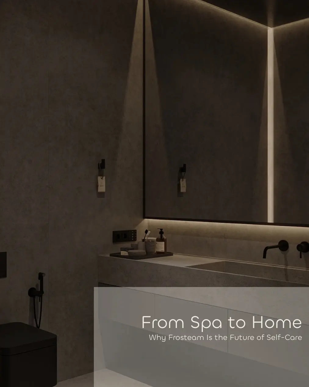 Modern bathroom spa setup representing home self-care