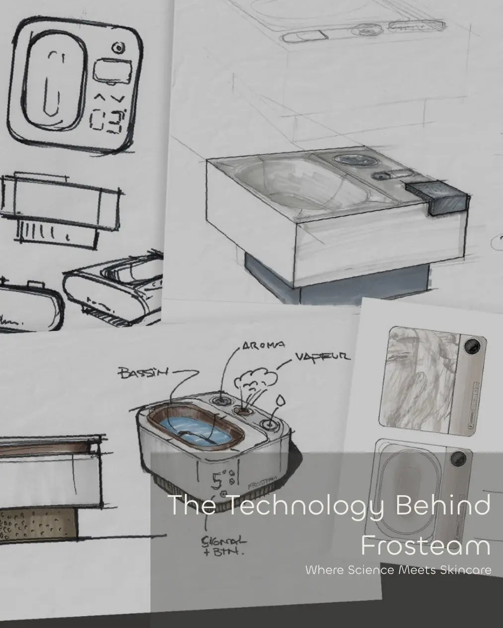 Frosteam device design sketches showing product innovation