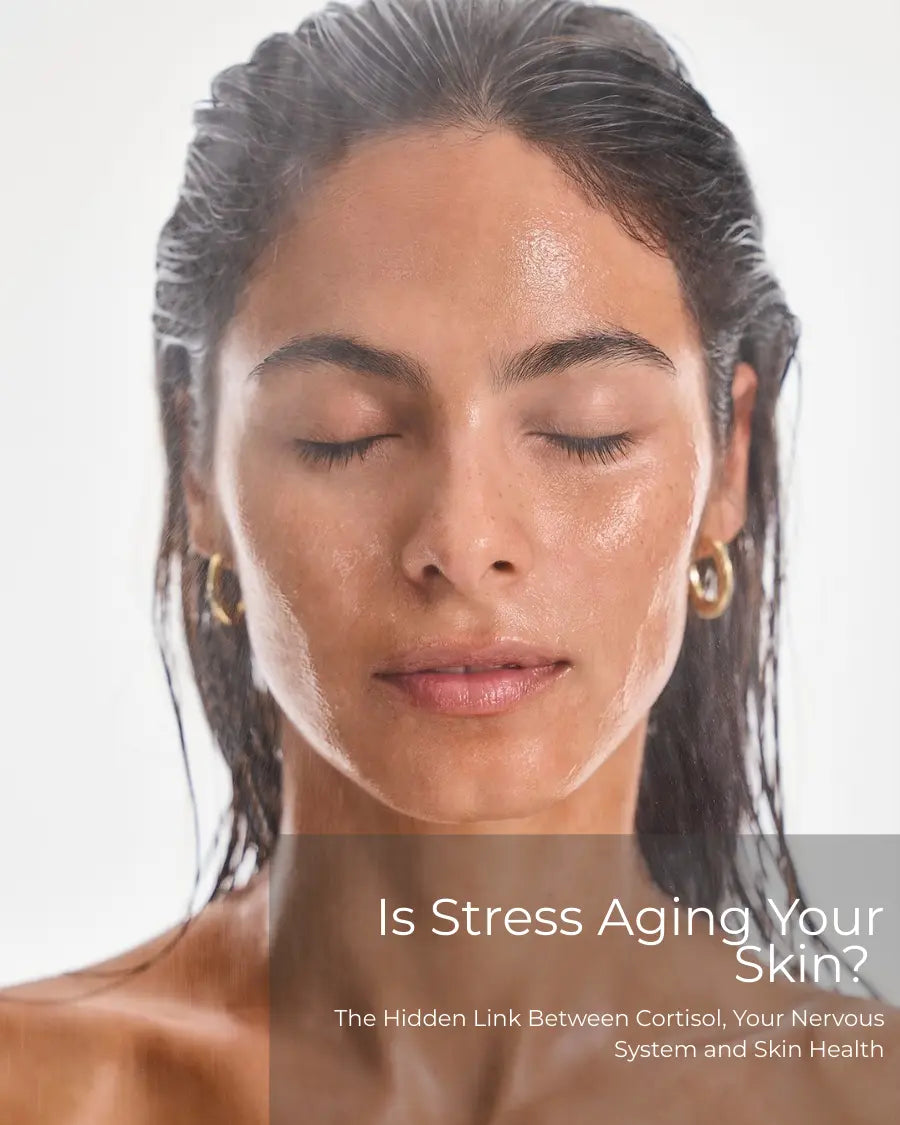 Calm woman skincare illustration representing the connection between stress, cortisol and skin aging