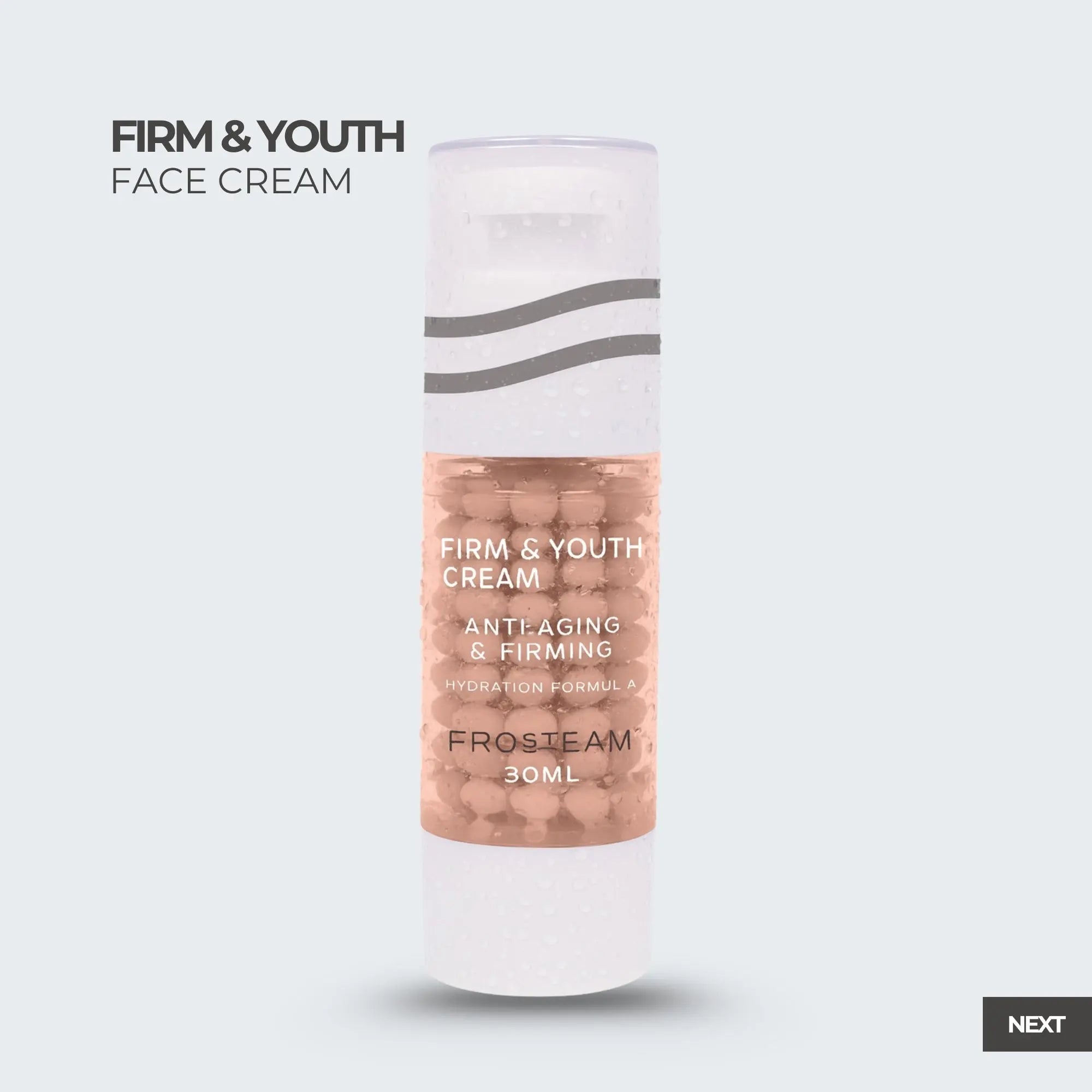 Frosteam Firm & Youth face cream formulated to support hydration and cold therapy skincare rituals.