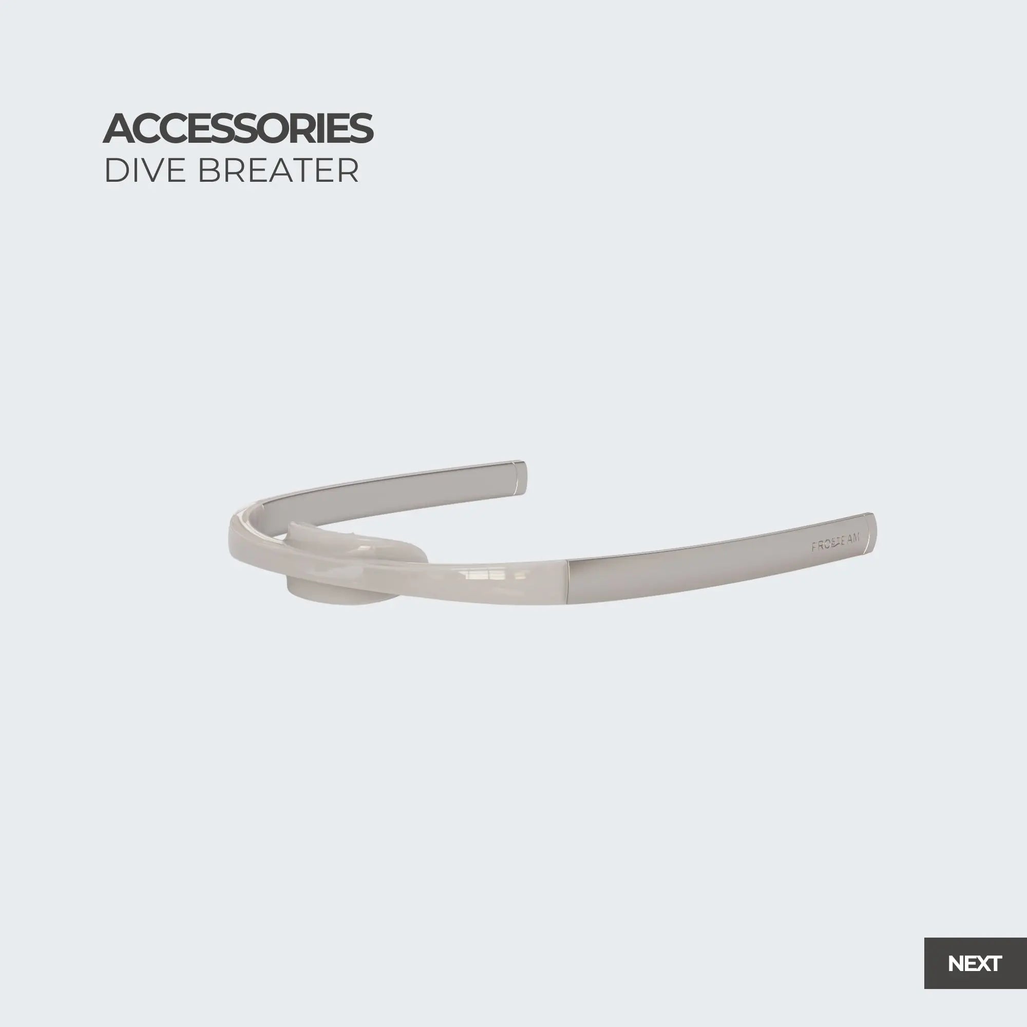 Dive Breather by Frosteam – breathing accessory designed to support calm, focus, and breath control during cold therapy and facial plunge rituals.
