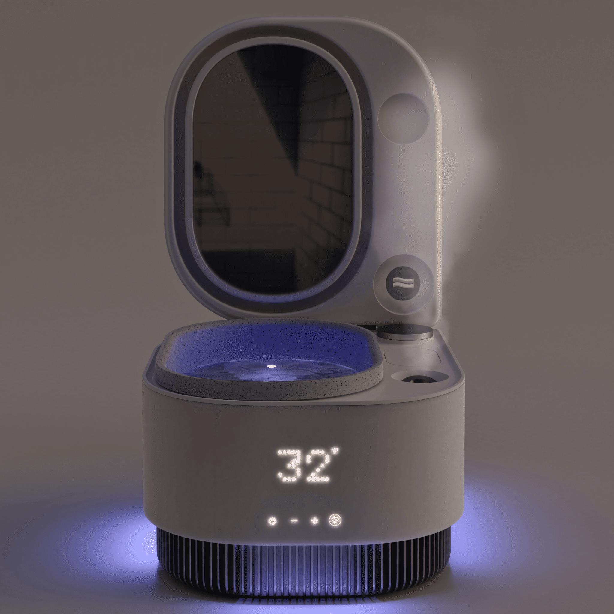 Frosteam facial therapy device displayed in a clean, modern environment.