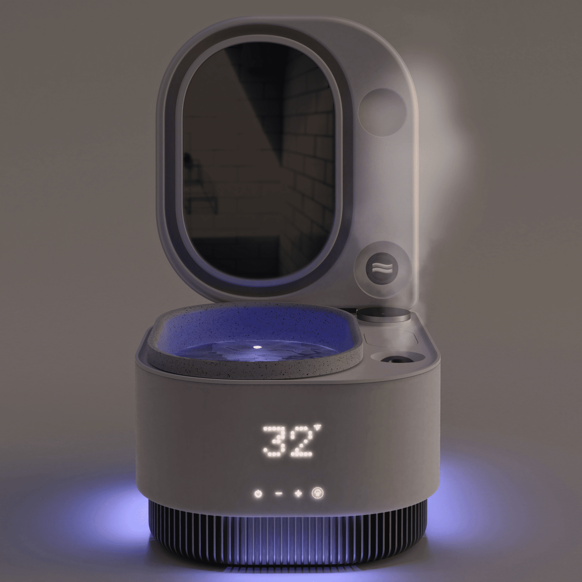 Frosteam facial therapy device displayed in a clean, modern environment.