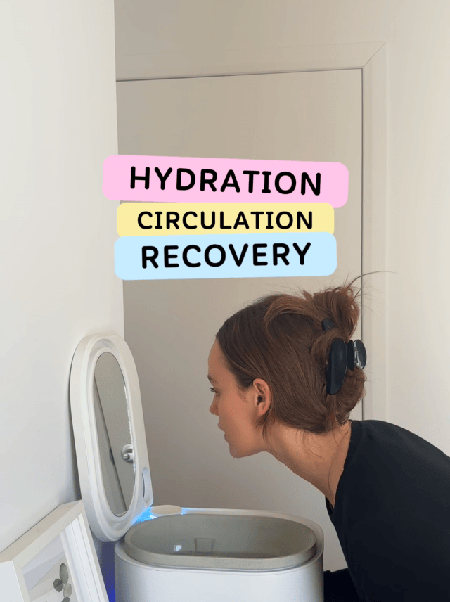 Frosteam facial ritual showing steam therapy for hydration, improved circulation, and skin recovery.