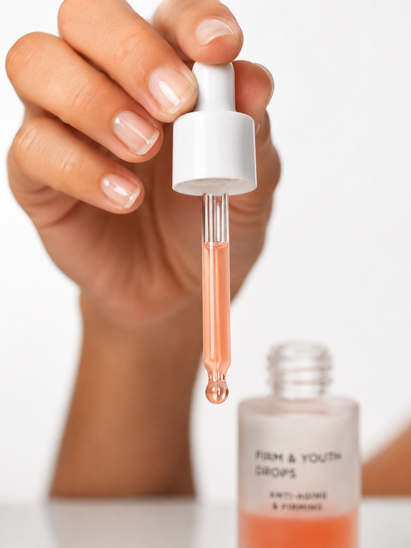 Close-up of the Aqua Drops dropper with the serum bottle