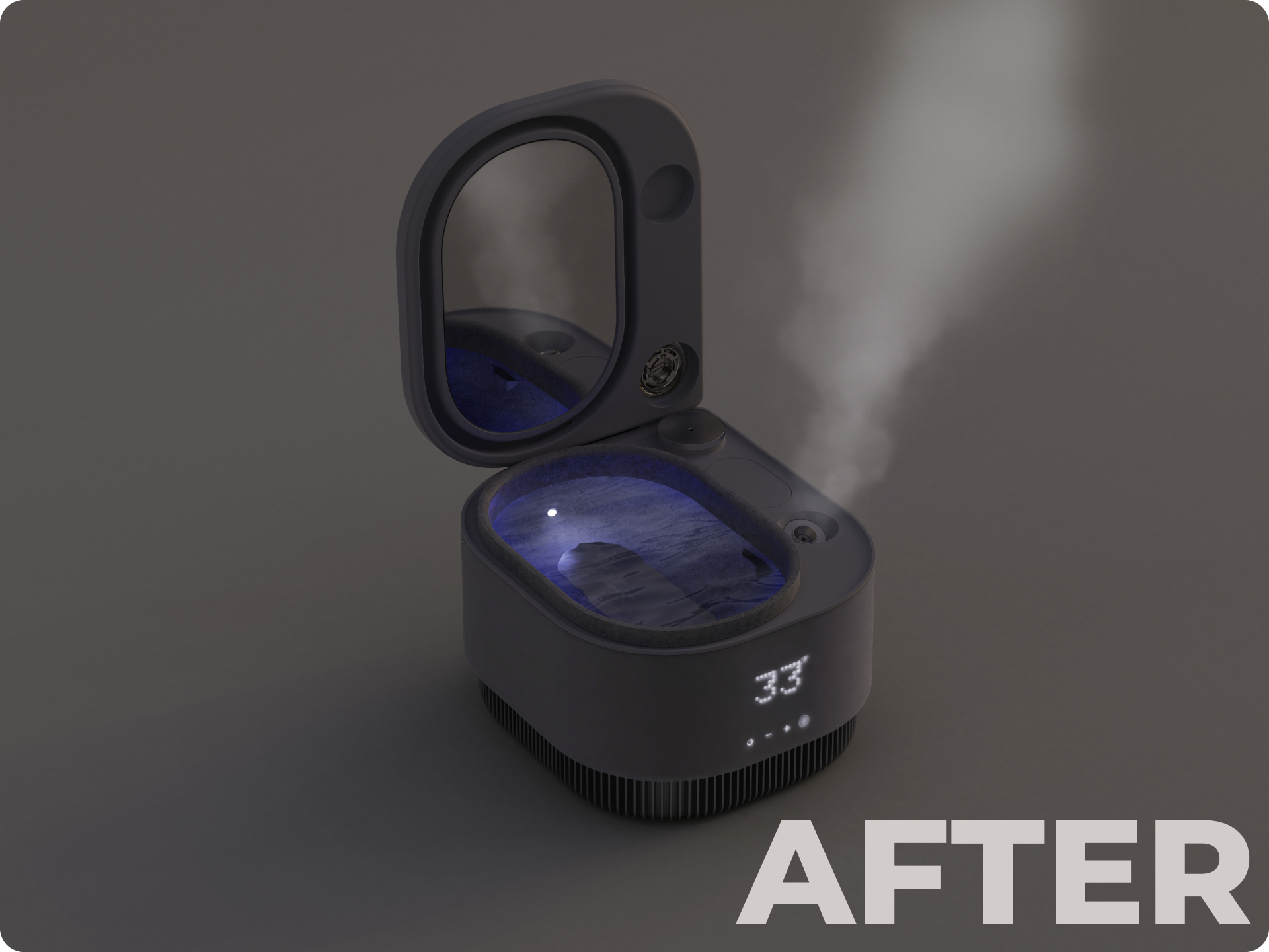 Frosteam facial device shown in a minimal clinical setting.