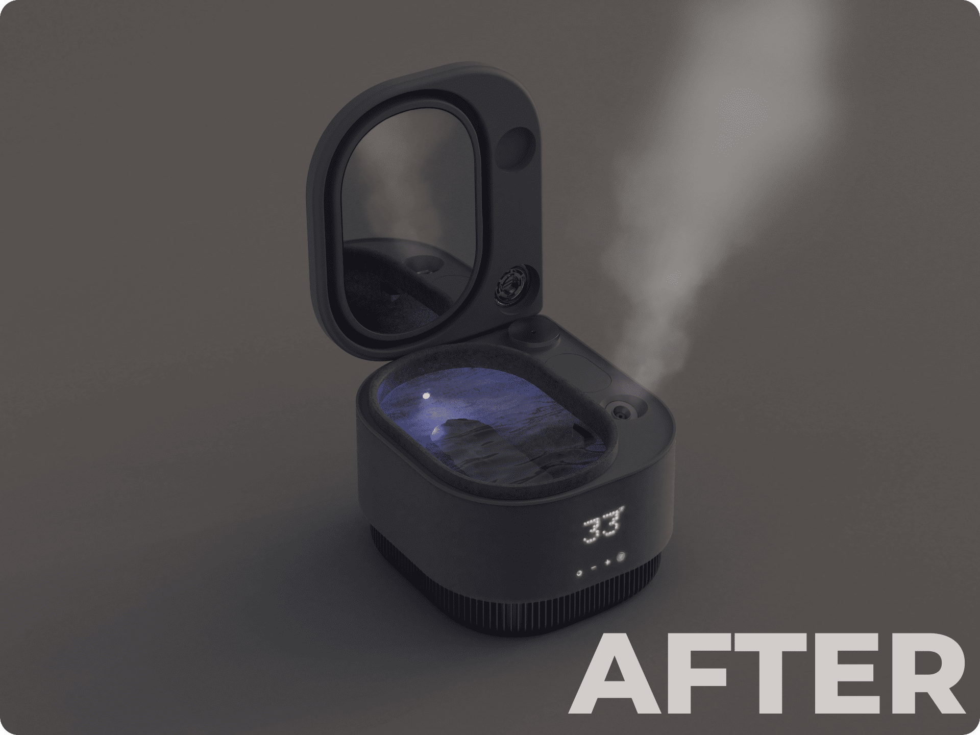 Frosteam facial device shown in a minimal clinical setting.