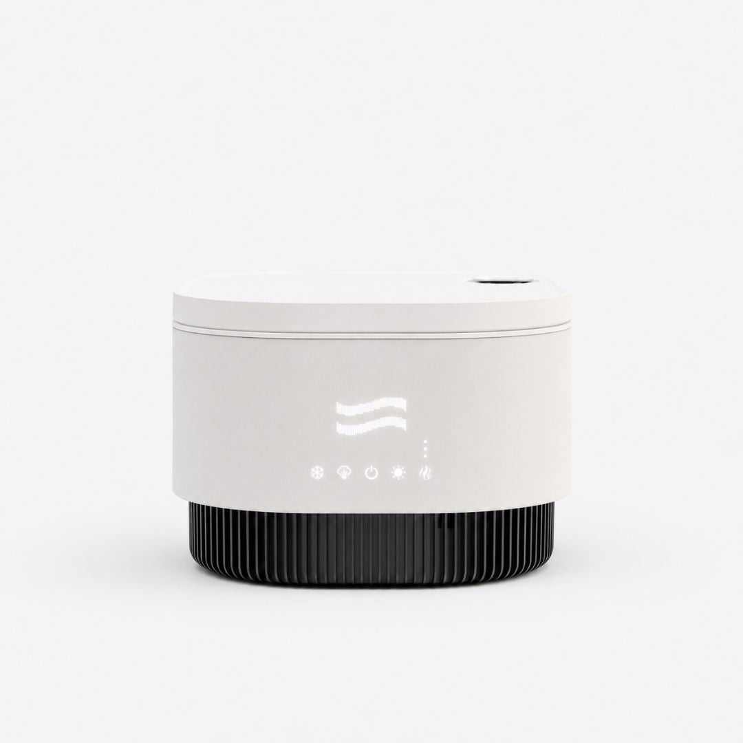 Frosteam Harmony 3-in-1 facial wellness device front view on a clean white studio background featuring cold therapy, nano steam and aromatherapy.