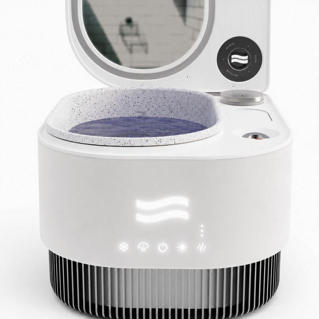 Close-up of the Frosteam Harmony aromatherapy control dial with Refresh, Relax and Revitalize settings.