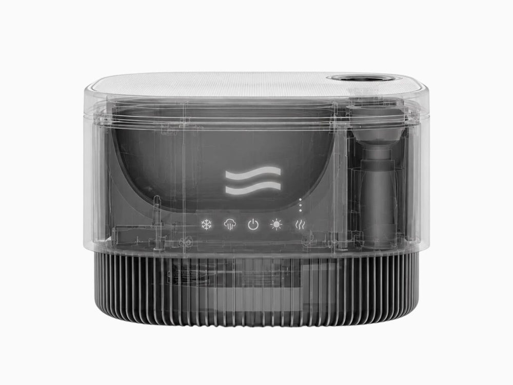 X-ray style front view of Frosteam Harmony showing its touch controls and internal layout