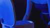 Woman leaning over the Frosteam Harmony facial cold plunge basin under blue light