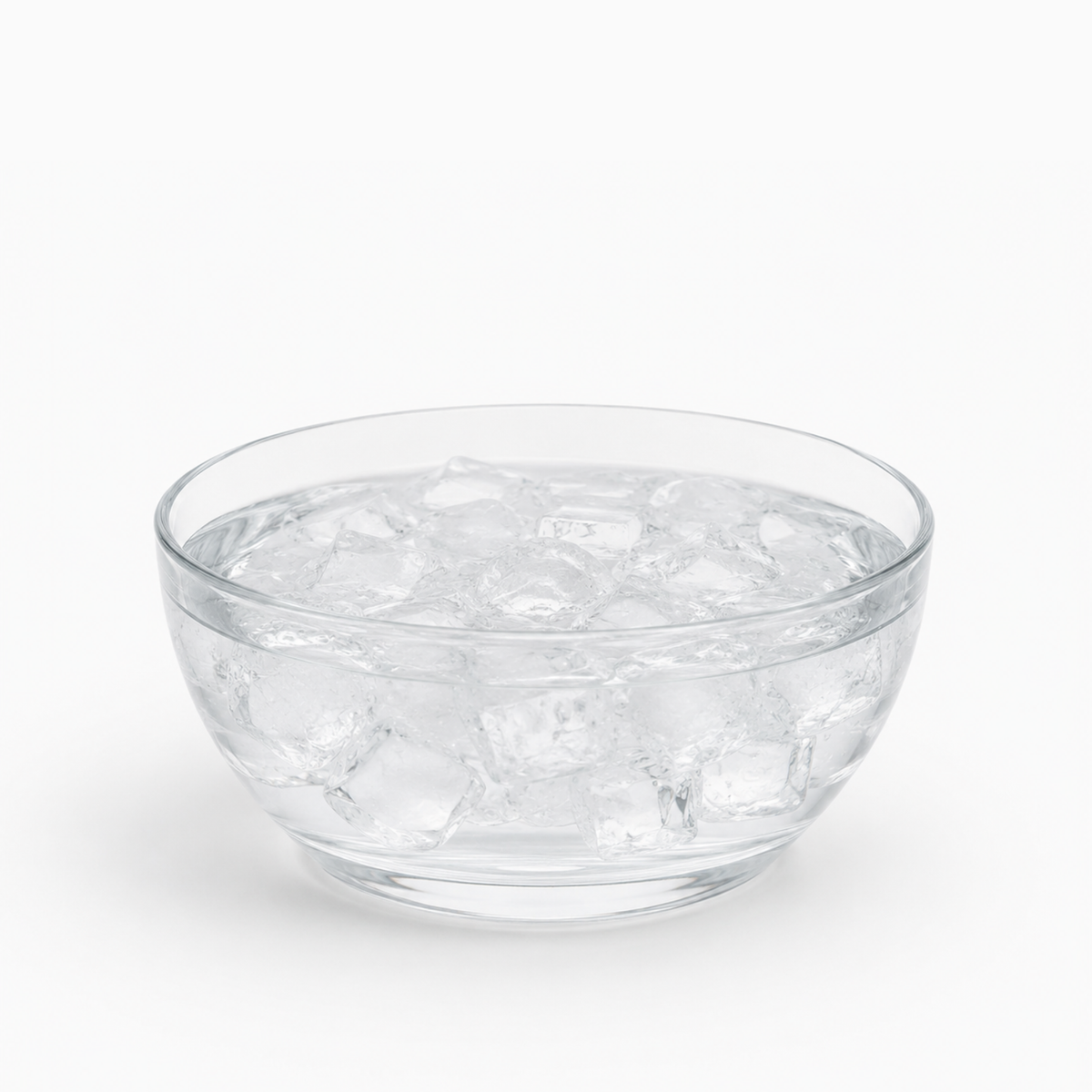 Bowl of ice cubes representing traditional, less convenient ice facial therapy